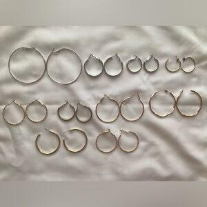 10 Pairs Of Pierced Round Silver Tone & Gold Tone Earrings Set